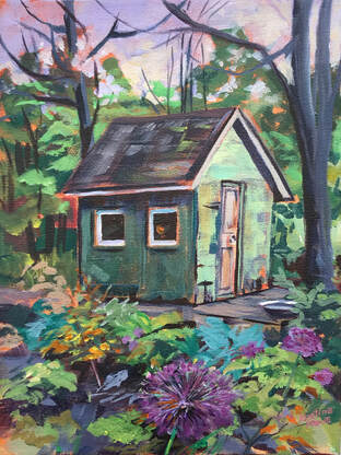 Archived Paintings - Nestled In The Garden, 9x12