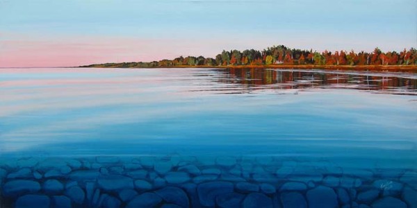 Archived Paintings - Twilight Huron Shore, 18x36